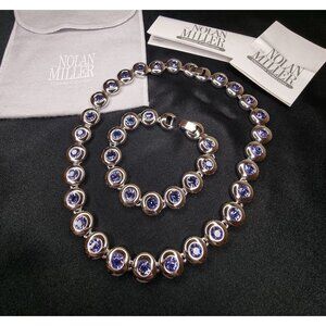 Vintage Nolan Miller 1999 Glamour Collection Silver-Tone Necklace & Bracelet Set